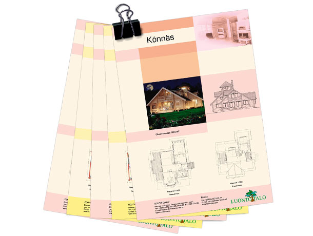 Оригинальные полноцветные рекламные листовки финской компании Luontotalo